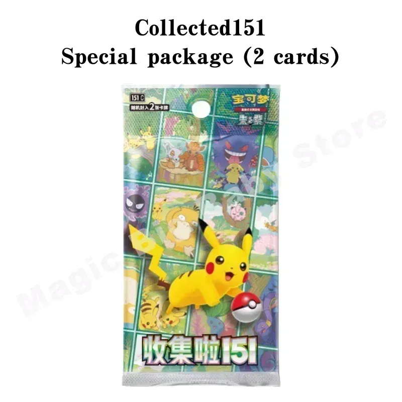 Color: four - Original Genuine Pokemon Trading PTCG Cards Chinese 9.0 Zhu&Purple Collected 151 Trip Open From Eternity Booster Pack Child Gift