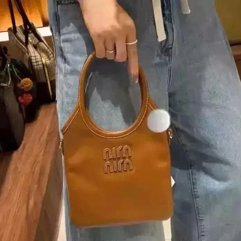 Color: Khaki - Retro Hobo Thousand Bird Grid Mini Underarm Bag, Mao Ni Large Capacity Shoulder Cross Carrying Tote Bag