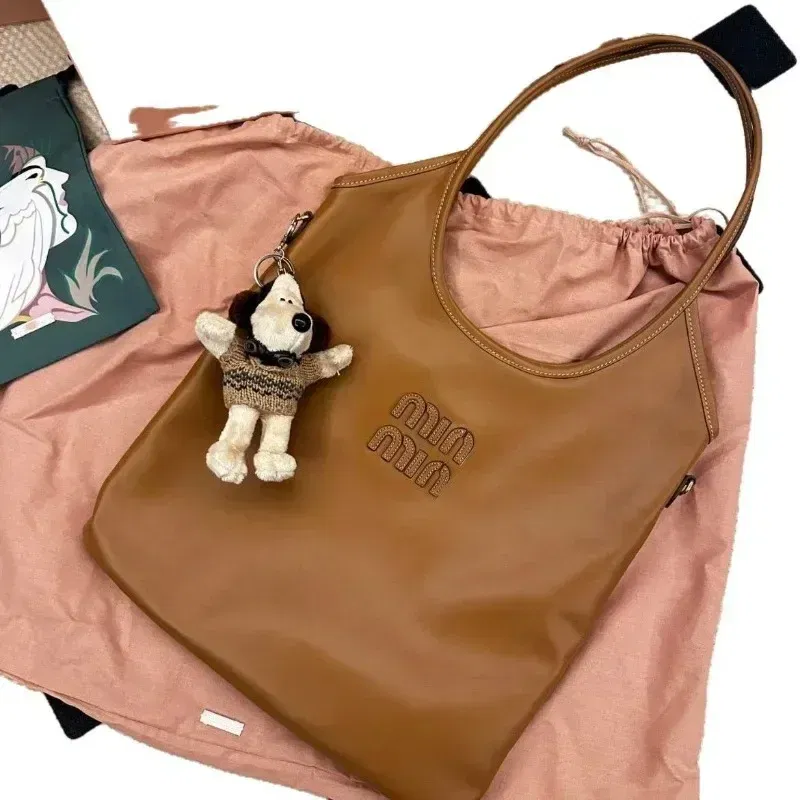 Color: Khaki - Retro Hobo Thousand Bird Grid Mini Underarm Bag, Mao Ni Large Capacity Shoulder Cross Carrying Tote Bag