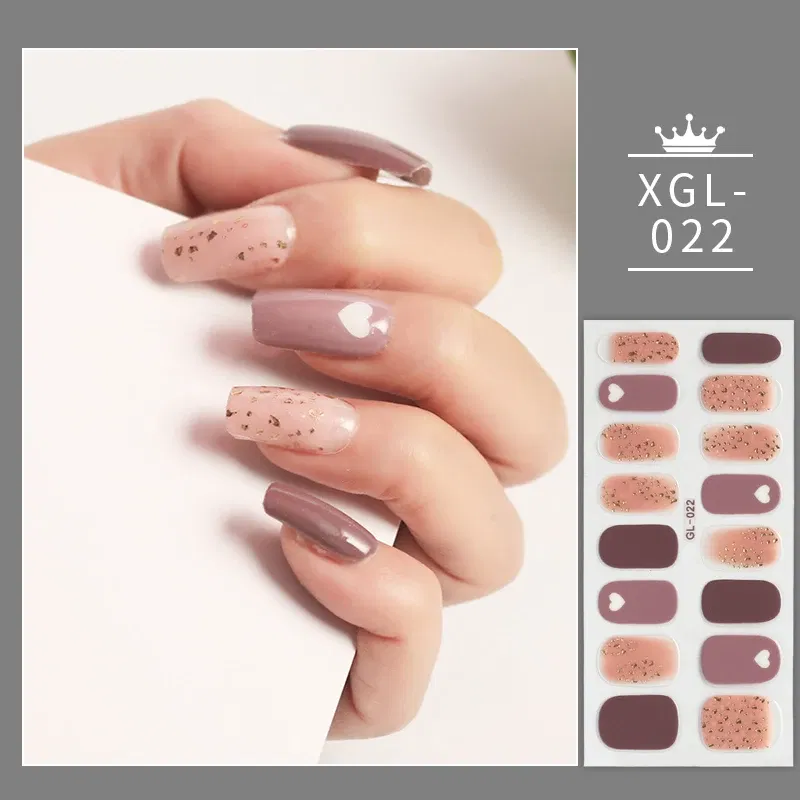 Color: PURPLE - Shiny New Year Nail Sticker Self Adhesive Decor Sticker Nail Wraps Glitter Nail Polish Sticker Waterproof Christmas Nail Sticker