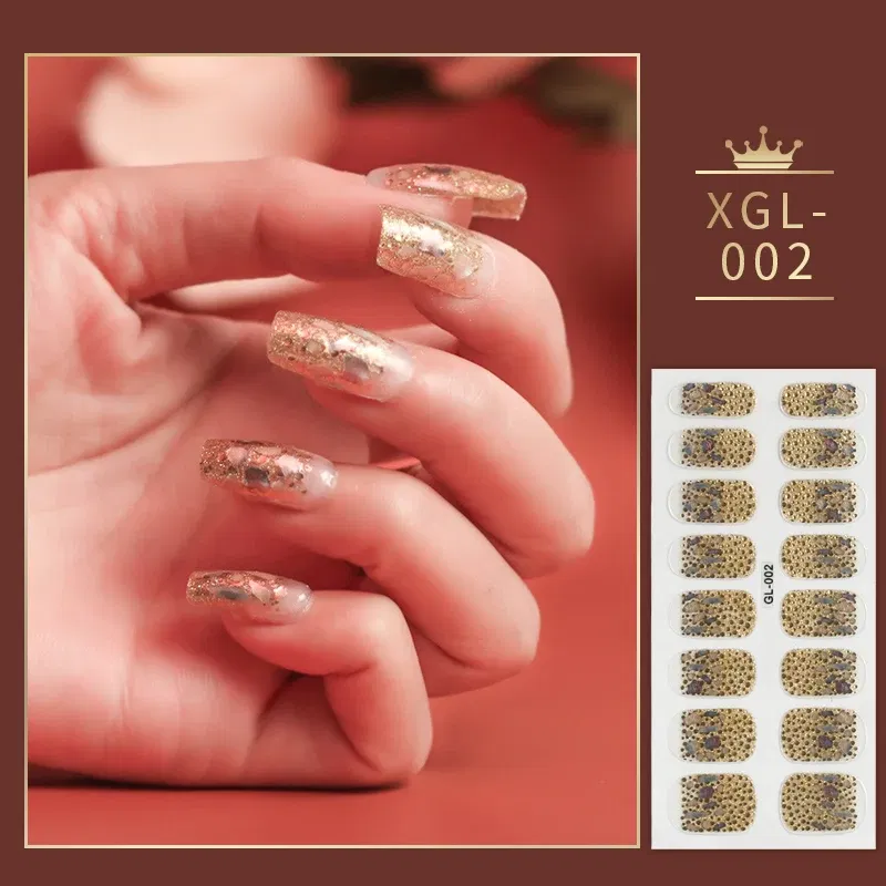 Color: PURPLE - Shiny New Year Nail Sticker Self Adhesive Decor Sticker Nail Wraps Glitter Nail Polish Sticker Waterproof Christmas Nail Sticker