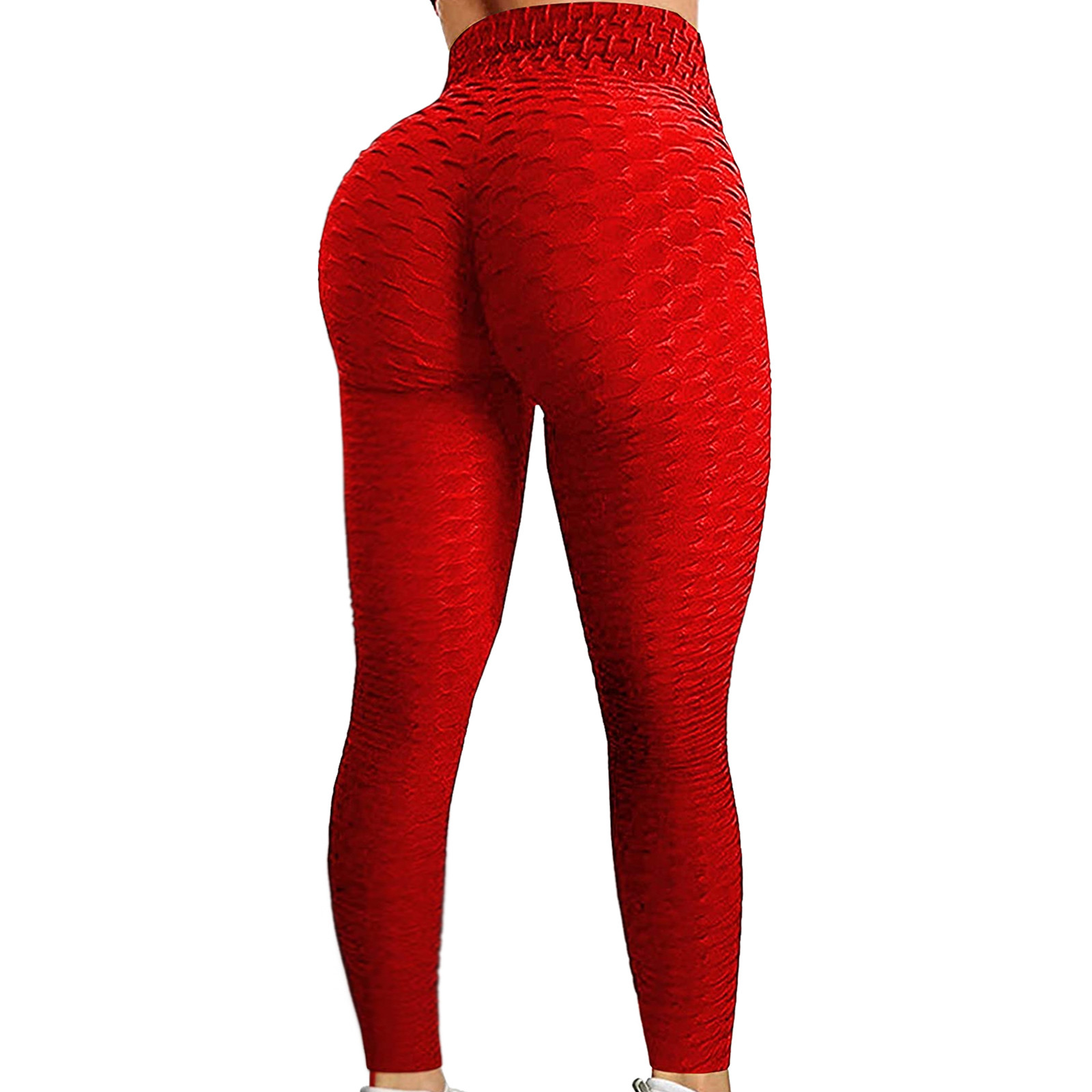 Color: Red, Size: XL - Women's Bubble Hip Lifting ExerciseYoga Pants Women Fitness Running High Waist Gym Fitness Sports Flared Pant Dance Trouers