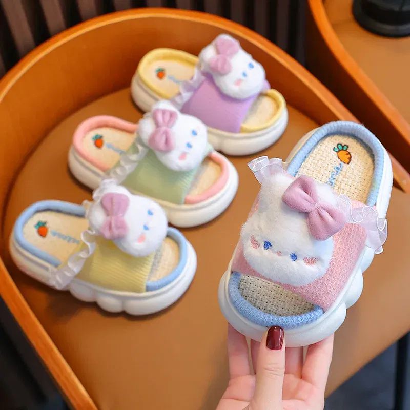 Color: Green, Shoe Size: 5.5 - Women's Slippers Casual Cute Cartoon Open Toe Platform Slippers Girls' Breathable, Lightweight, Non-slip Home Shoes