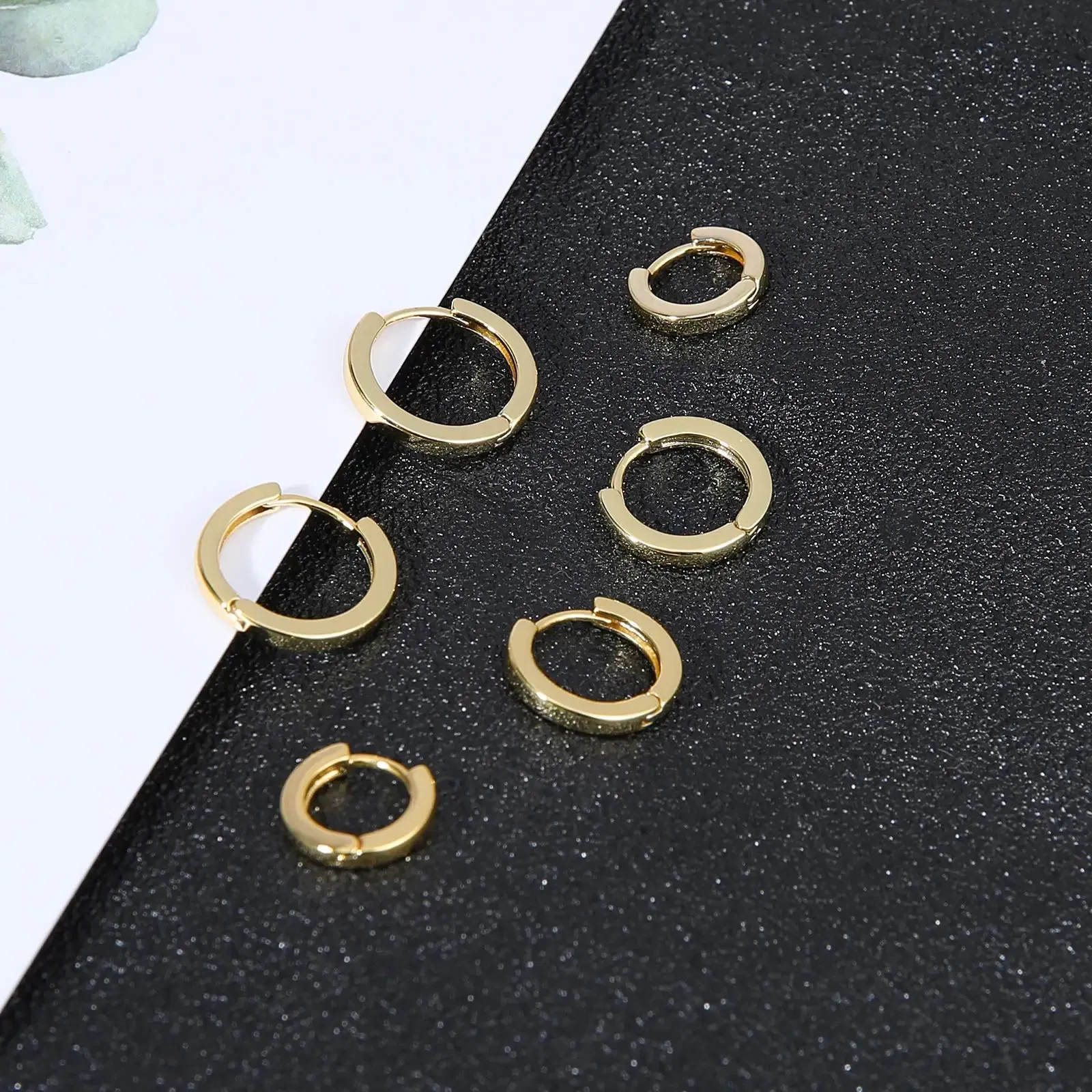 Metal Color: Black Zinc Plated - Vonmoos New Women 3 Pairs Small Earrings Lady Classic 14K Gold Hoop Fashion Tiny Huggie Hoop Earrings Set Hypoallergenic Earring
