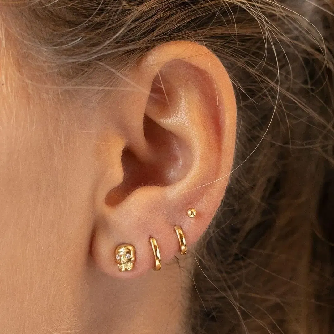 Metal Color: Black Zinc Plated - Vonmoos New Women 3 Pairs Small Earrings Lady Classic 14K Gold Hoop Fashion Tiny Huggie Hoop Earrings Set Hypoallergenic Earring