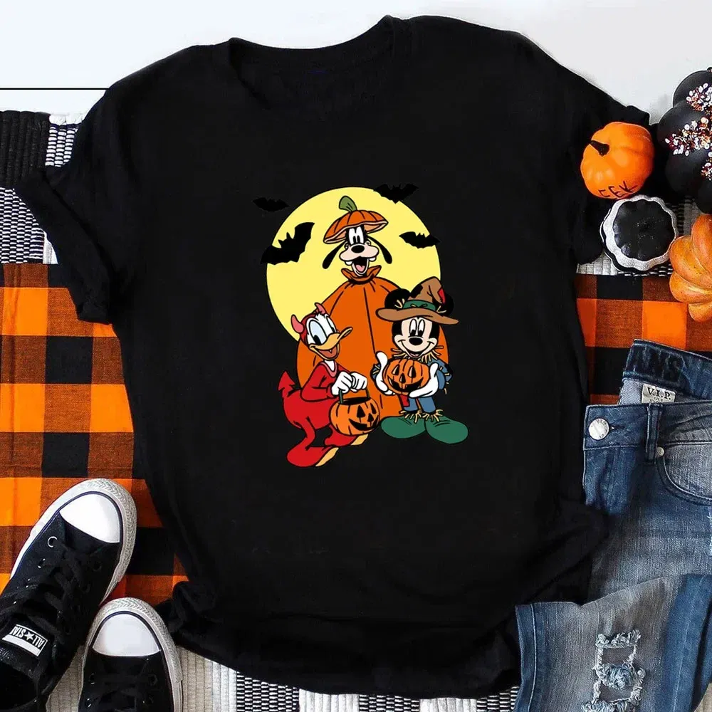 Color: Ivory, Kid Size: 7 - Funny Mickey Minnie Mummy Print Disney Children Cotton T Shirts Trick Treat Fashion Halloween Cute Kid Clothes Girls Streetwear