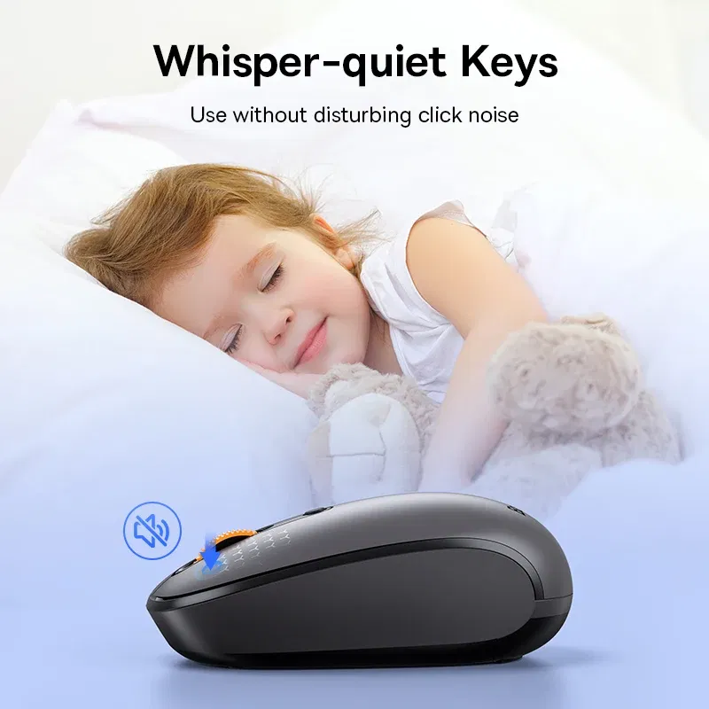 Color: WHITE - Baseus Mouse Bluetooth Wireless Computer 1600DPI Silent Mouse with 2.4GHz USB Nano Receiver for PC MacBook Tablet Laptop Mouse