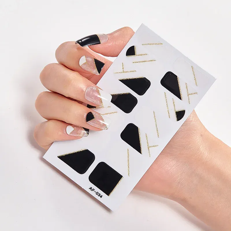 Color: BROWN - Designer Nail Decals Sticker For Nails Foil Nail Art Stickers 2020 Fashion Nail Minimalist Design Minimalist Design