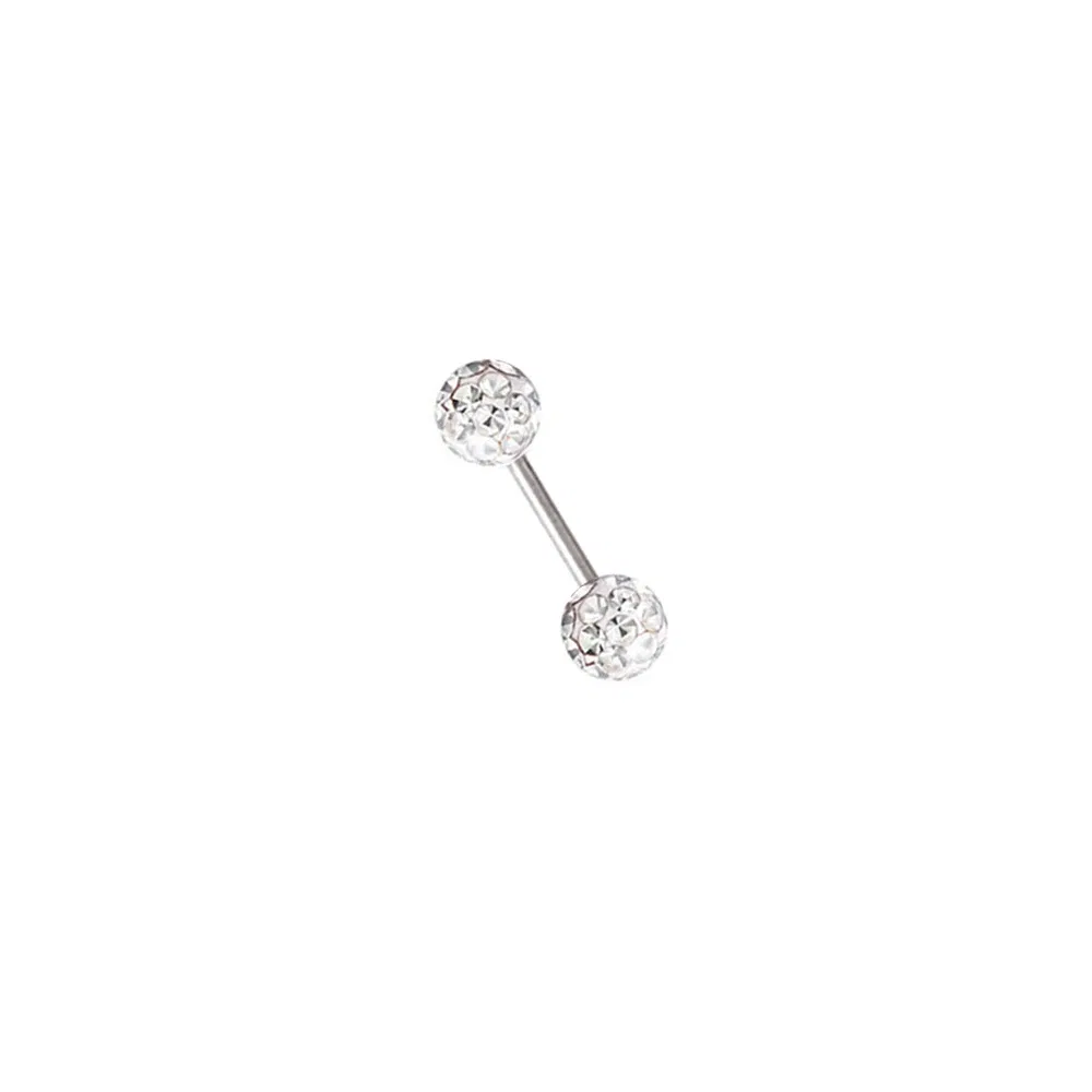 Metal color: Light Yellow Gold Color, Main Stone Color: WHITE - 16g 1.2mm Coated Crystal Steel Ear Stud Tragus Helix Cartilage 3/4/5mm CZ Ball 6/8/10/12/14mm Bar Barbell Piercing