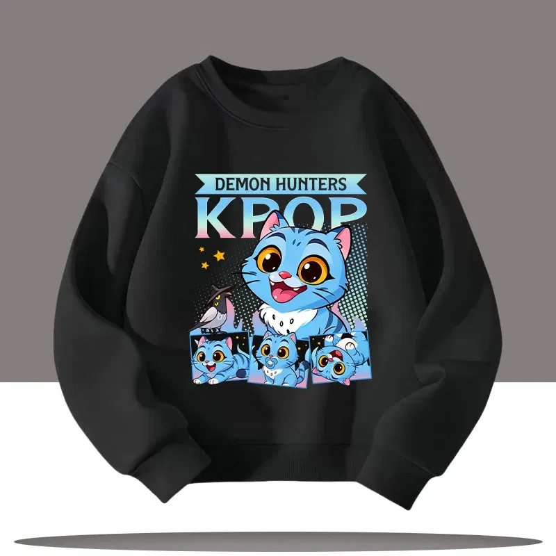 Color: green, Kid Size: 6 - Children's Clothing K-pop Demon Hunters Cartoon Print 3-12 Year Old New Style Kids Round-neck Sport Shirt Cute Girl Casual Top