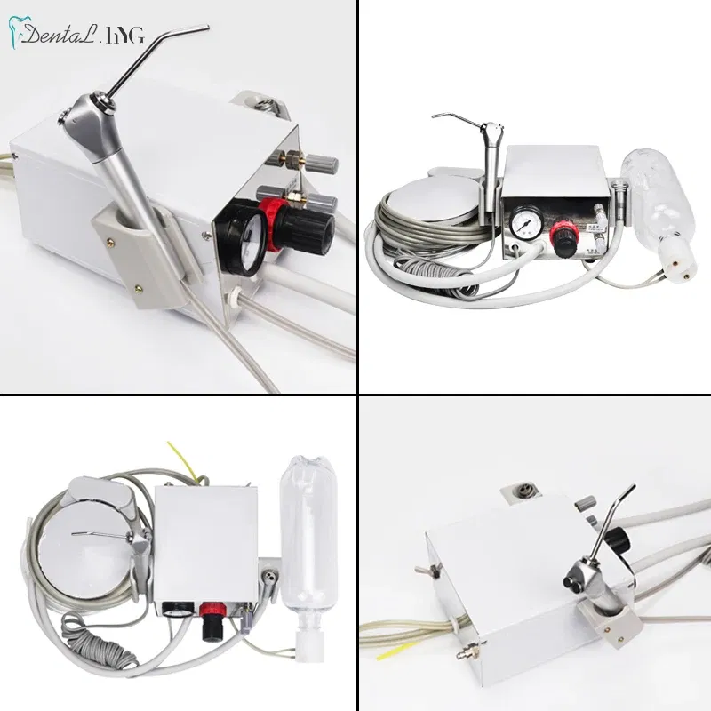 Color: Gold, Ships From: CHINA - Portable Dental Turbine Unit Air Control 3 Way Syringe Handpiece Tubing Foot Switch Dental Equipments Work With Air Compressor