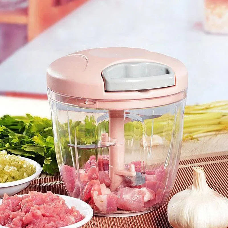 Color: Light Grey - 500/900ML Manual Meat Mincer Garlic Chopper Rotate Garlic Press Crusher Vegetable Onion Cutter Kitchen Cooking Accessories