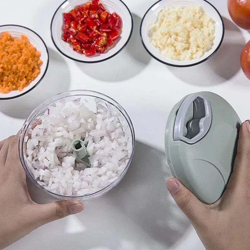Color: Light Grey - 500/900ML Manual Meat Mincer Garlic Chopper Rotate Garlic Press Crusher Vegetable Onion Cutter Kitchen Cooking Accessories