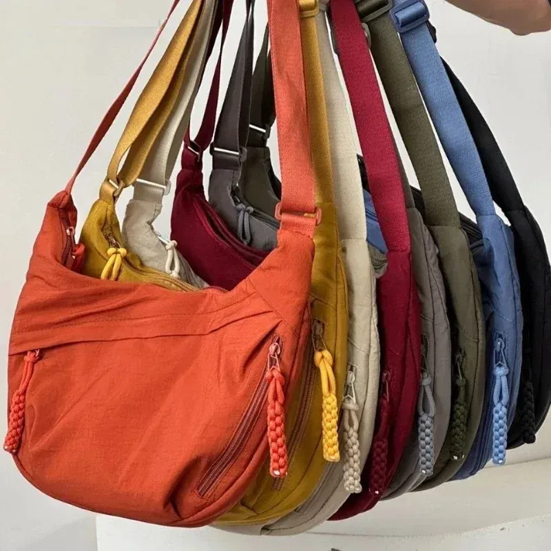 Color: green - Trendy Women's Soft Cloth Shoulder Bag Solid Color Student Casual Style Big Handbags Crossbody Bags for Women Shoulder Hobos Bag