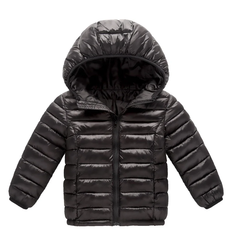 Color: black, Kid Size: 6 - Boys Girls Autumn Down Coats Kids Winter Windproof Jackets Children Solid Color Hooded Outerwear Teenager Fashion Warm Clothing