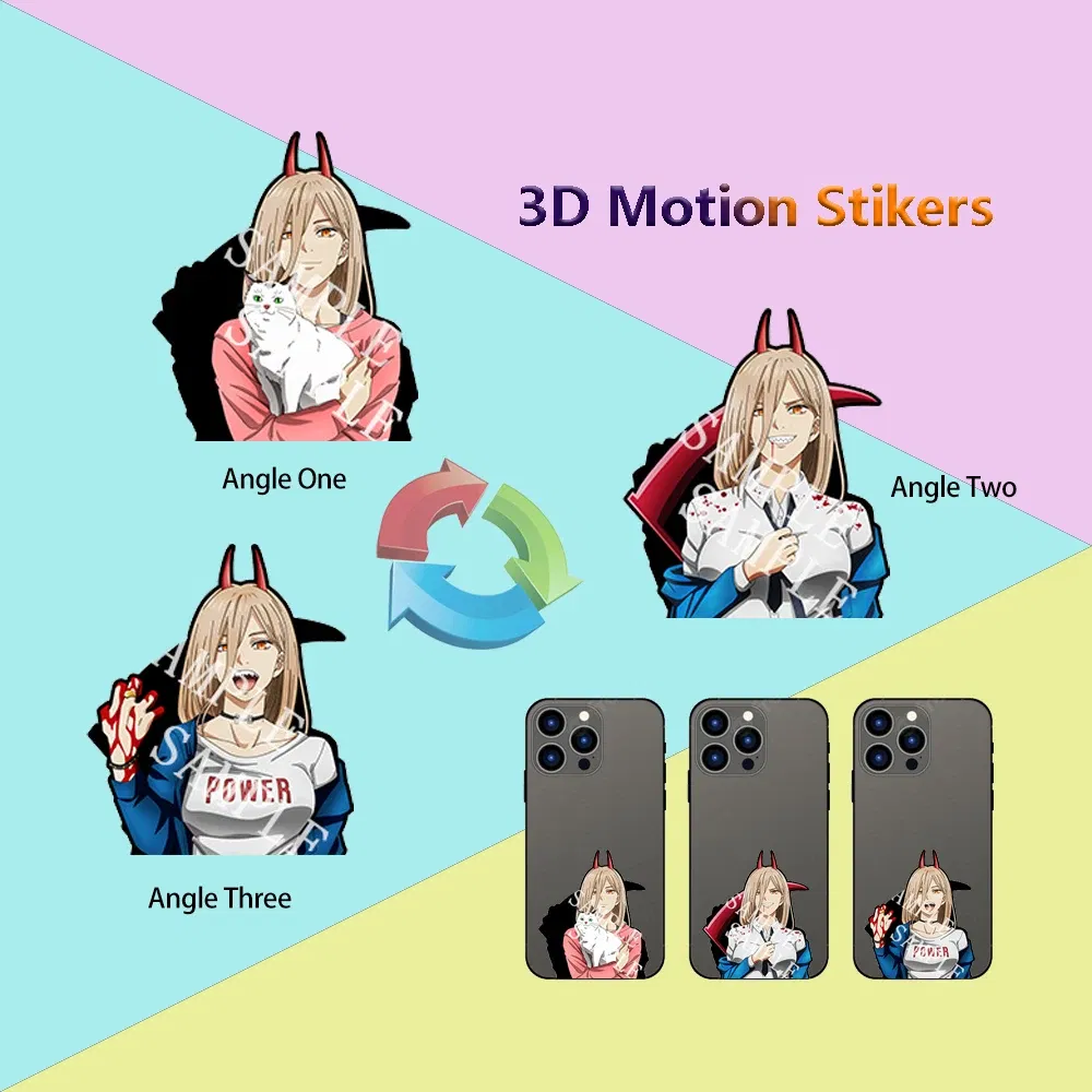 Color: transparent - Anime Mini Motion Stickers Pochita Power Denji Chainsaw Man Attack on Titan Decals for Phones,cup,laptop,Etc.Waterproof