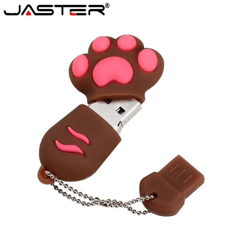 Capacity: 16GB, Color: WHITE - JASTER Cute Cat Claw USB Flash Drive 64GB Cartoon Memory Stick 32GB Creative Gift Pen Drive 16GB Pink Silicone External Storage