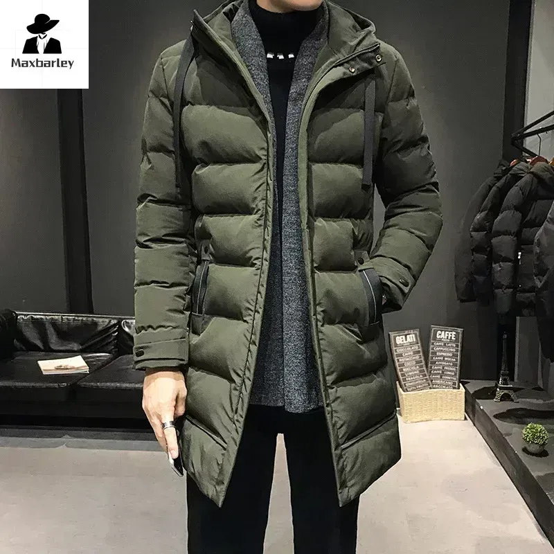 Color: Blue, Size: L - Men Long Down Jackets Winter Coats Chaquetas Hooded Casual Winter Parkas High Quality Male Green Warm Parkas Coats Size 8XL