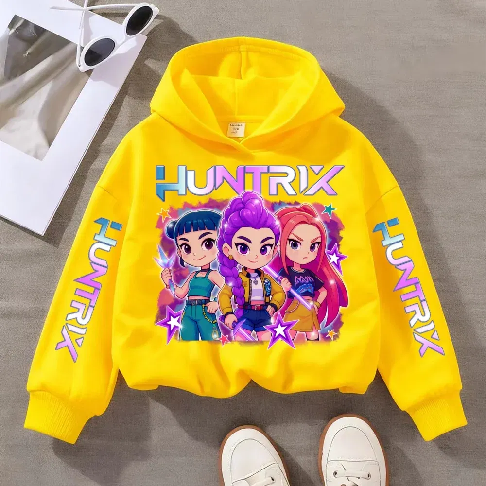 Color: Yellow, Kid Size: 110 - Witch Hunter Group Zoey Cosplay Costume Girls Womens Halloween Party Costumes Demon Hunter Idol Girl Group Purple Casual Hoodie