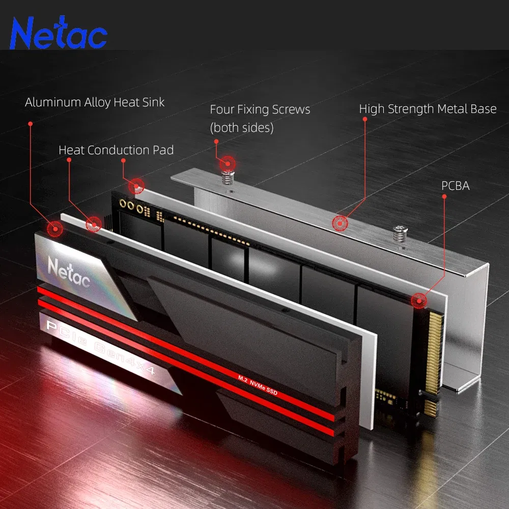 Color: Red, Ships From: CHINA - To 7+ Netac M2 SSD 1tb SSD M.2 NVME Hard Disk PCIe 4.0x4 HD 1TB M2 2280 Internal Solid State Drive with Heat Sink for PC