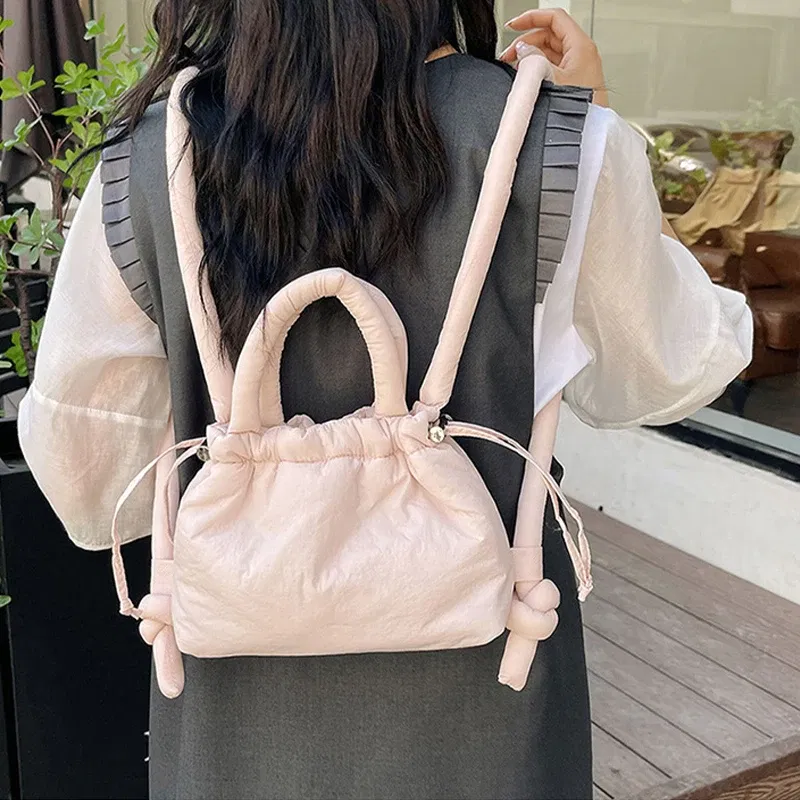 Color: Gold - Fashion Small Puffer Tote Bag Padded Women Shoulder Bags Nylon Down Cotton Crossbody Bag Mini Lady Handbags Underarm Bag