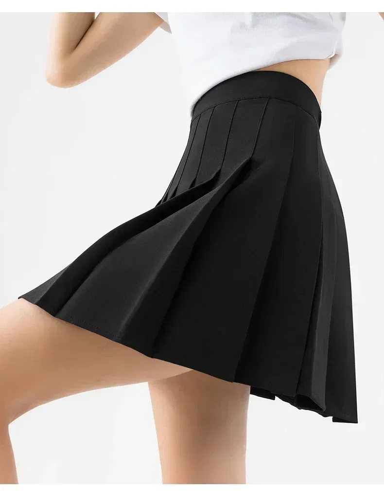 Color: Cyan, Size: S - High Waist Pleated Skirt Slim A-Line Mini Harajuku Punk Sexy Female Summer Gothic Clothes Korean Fashion Clothing
