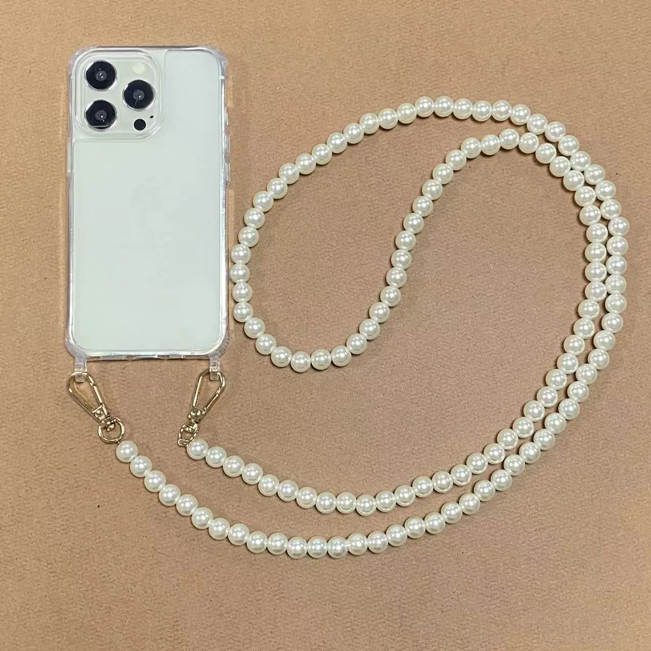Color: Claret, Bundle: Case & Strap, Material: PVC - Korean Pearl Bracelets Chain Case with Lanyard Aesthetic Luxury Shell for Iphone 15 12 14 Pro Max XR X XS 7 8 Plus 15 Pro Cover