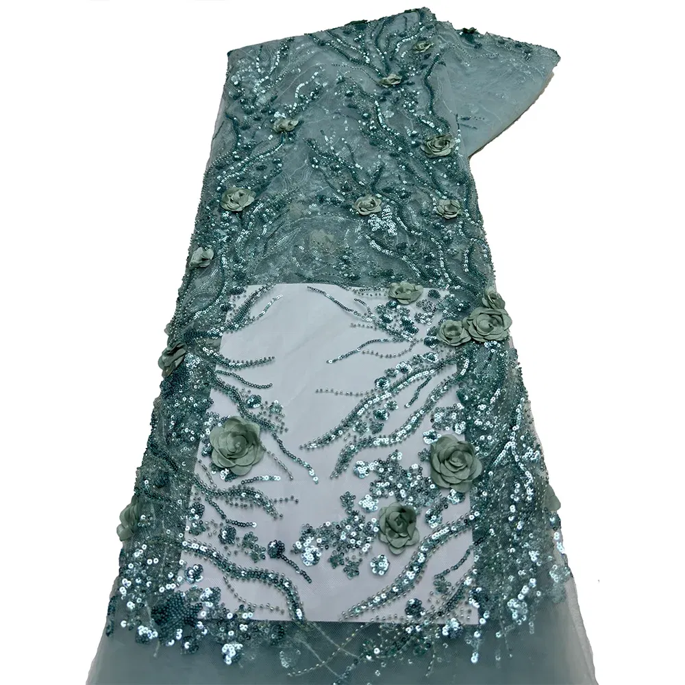 Color: BROWN, Length: 5 yards, Width: 120cm - 2.5 yards African Sequins Beaded Groom Lace Fabric High Quality French Tulle Lace Fabric Embroidery Nigerian Lace Fabrics Sewing