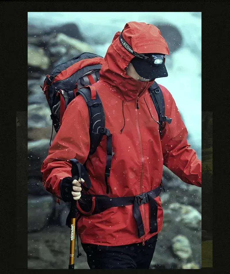 Color: Beige, Size: M - GB Standard Waterproof Jacket Men Women, All-Weather Hiking Raincoat, Breathable Windbreaker, Outdoor Trekking Climbing Coat
