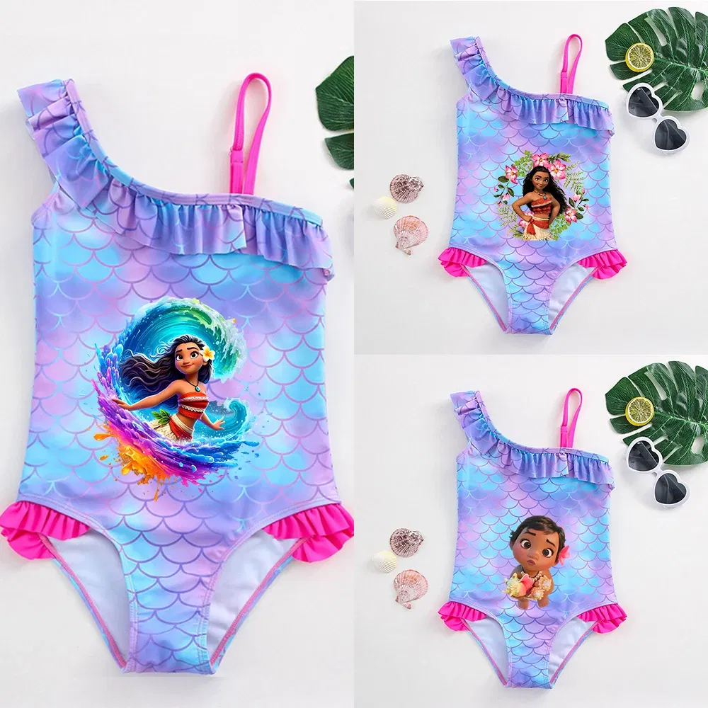 Color: black, Kid Size: 12M - Moana Baby Girl Mermaid Fish Scale Print Swimsuit One-Piece Swimwear Toddler Bathing Suit Beach Outfit