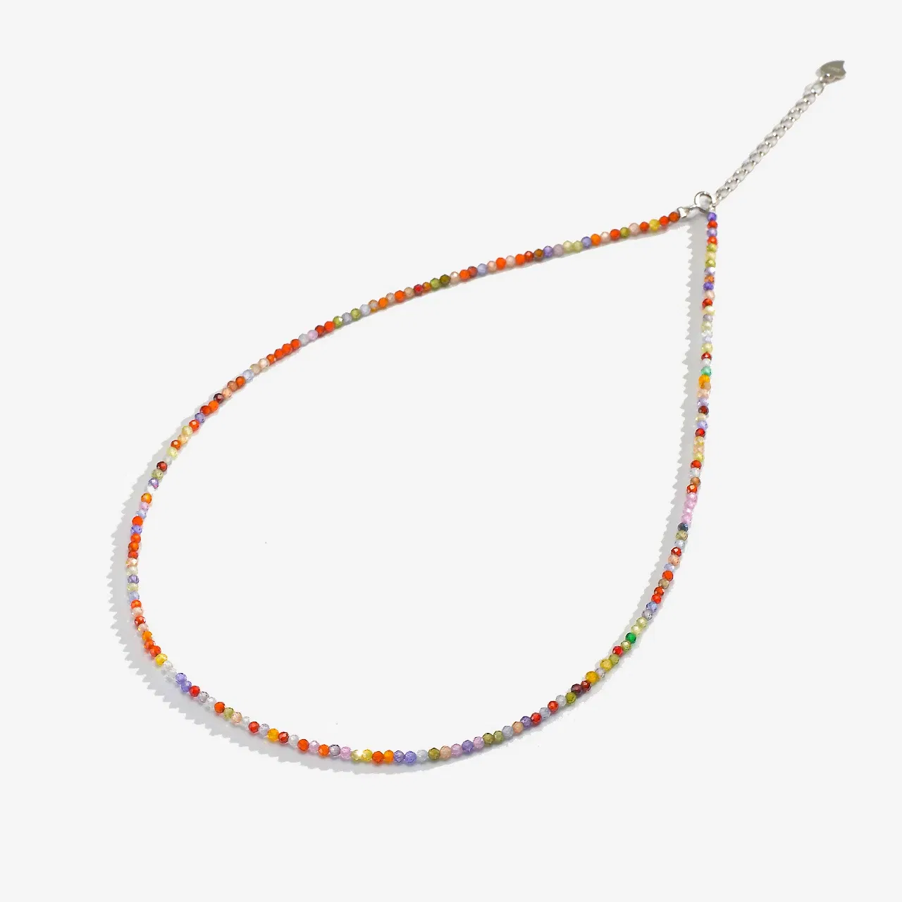 Gem Color: Silver, Length: 40cm - Natural Stone Necklace Spinel/Lapis Lazul/Amazonite/Amethy/Tourmaline/Amethyst  Ketting 2MM Silver 925 Jewelry for Collier Femme
