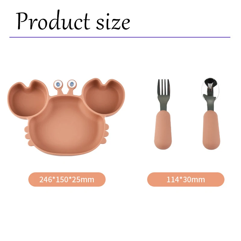 Color: Yellow, Ships From: CHINA - Baby Bowls Plates Fork spoon Set Silicone Suction Feeding Food Tableware BPA Free Non-Slip Baby Dishes Crab Food Feeding Bowl