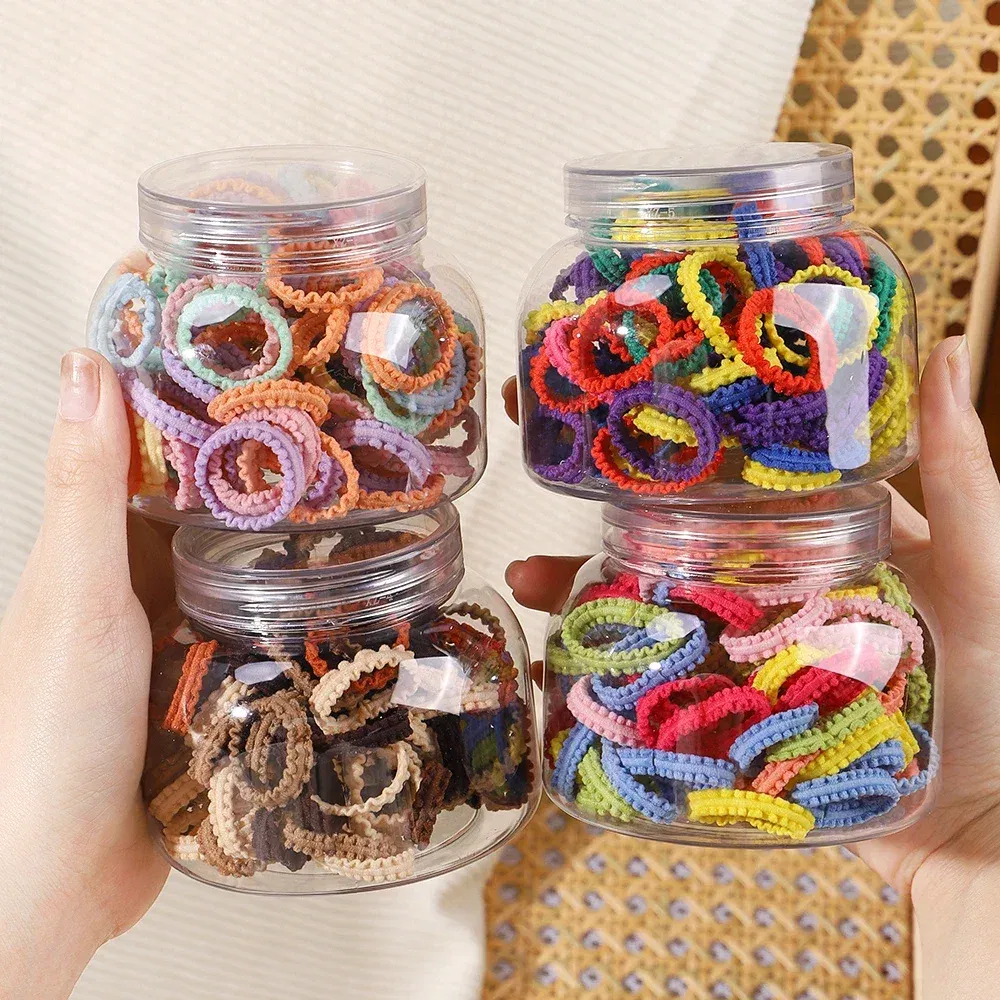 Color: Sky blue - 40/60pcs Kids Small Rubber Bands Girls Hair Ties Headbands Non Damaging Tie Ponytail High Elastic Durable Colorful Hair Rope Set