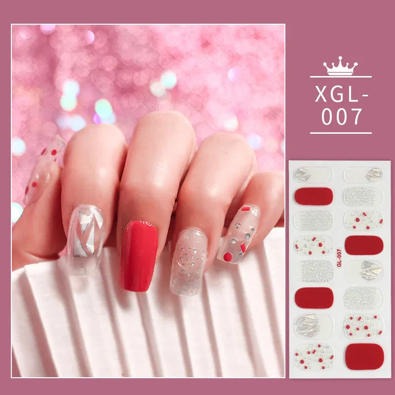 Color: Amy Green - Shiny New Year Nail Sticker Self Adhesive Decor Sticker Nail Wraps Glitter Nail Polish Sticker Waterproof Christmas Nail Sticker