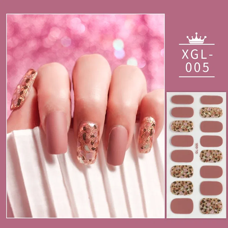 Color: Amy Green - Shiny New Year Nail Sticker Self Adhesive Decor Sticker Nail Wraps Glitter Nail Polish Sticker Waterproof Christmas Nail Sticker