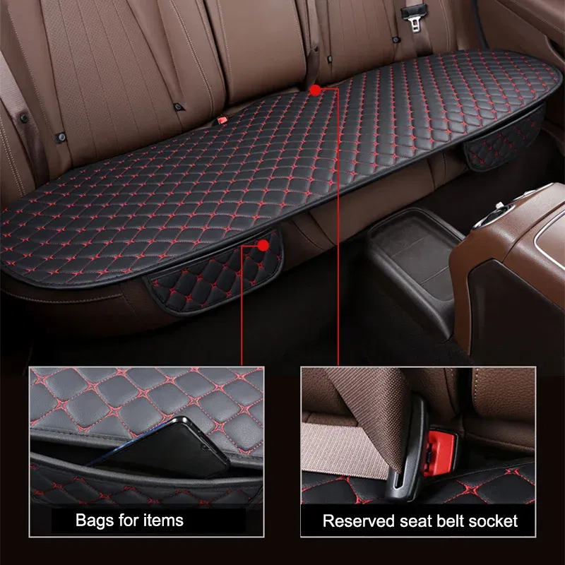 Color Name: Yellow - Car Seat Cover PU Leather Universal Seat Cushion Minimalism Auto Chair Protective Cover Auto Protector Pad with Storage Pocket