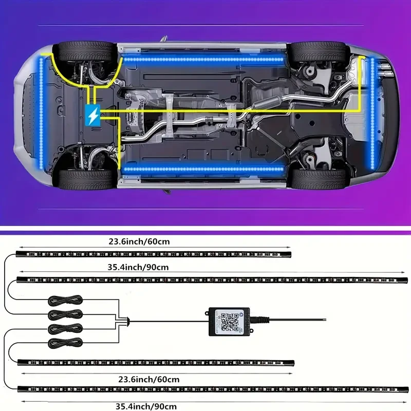 Vibrant Undercar LED Strip Lights - App-Controlled, 16 Million Colors