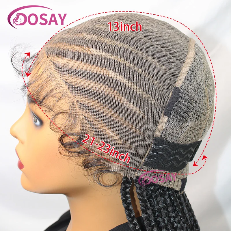 36" Synthetic Wear And Go Glueless Braided Wigs For Women Knotless Full Lace Wig Box Braid Wig African Cornrow Braids Lace Wigs