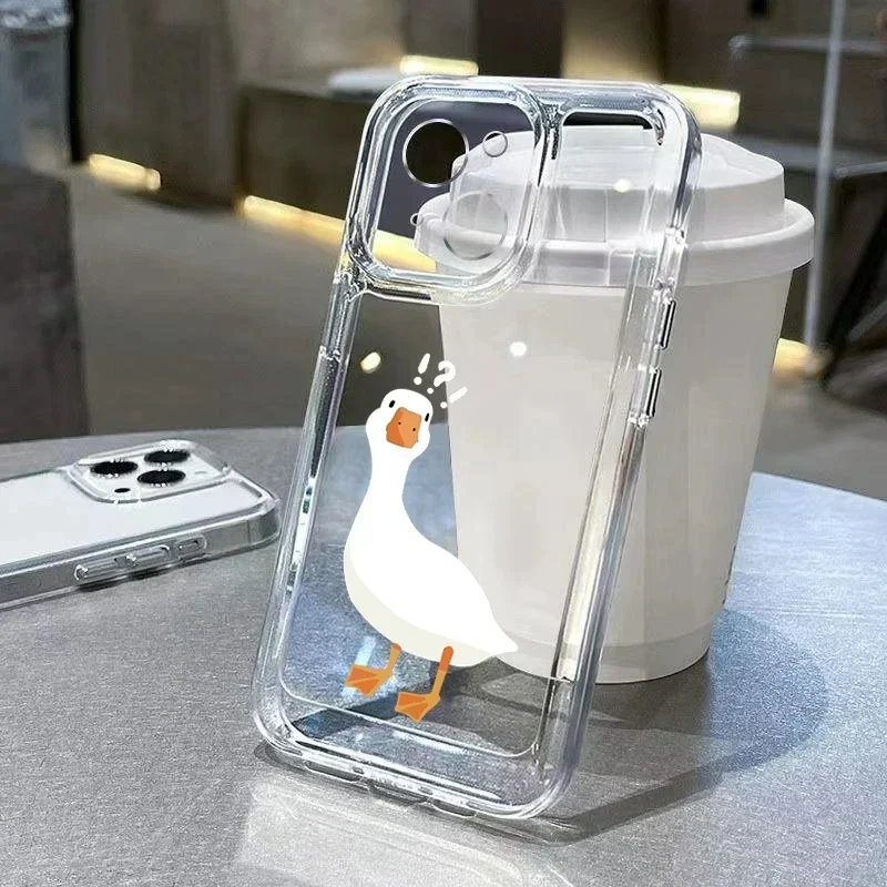 Color: black, Compatibility by Model: iPhone 8 - Cute Duck Phone Case For iPhone 16 15 14 13 12 11 Pro Max XS X XR 7 8 Plus Mini SE 2020 2022 Mobile Funda Transparent