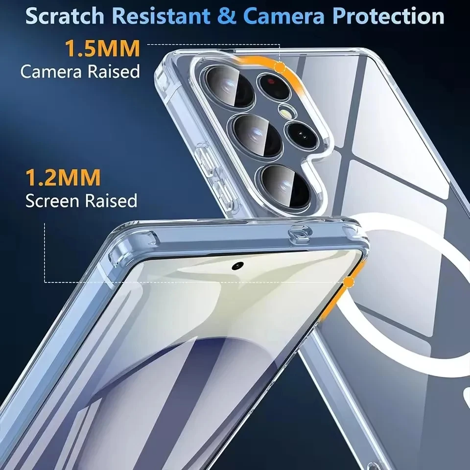 Color: Clear, Material: Cotton - For Samsung Galaxy Note 10 PLUS 20 Ultra A05 A05S A06 A15 A16 A26 A35 A36 A54 For Magsafe Magnetic Wireless Charging Phone Case