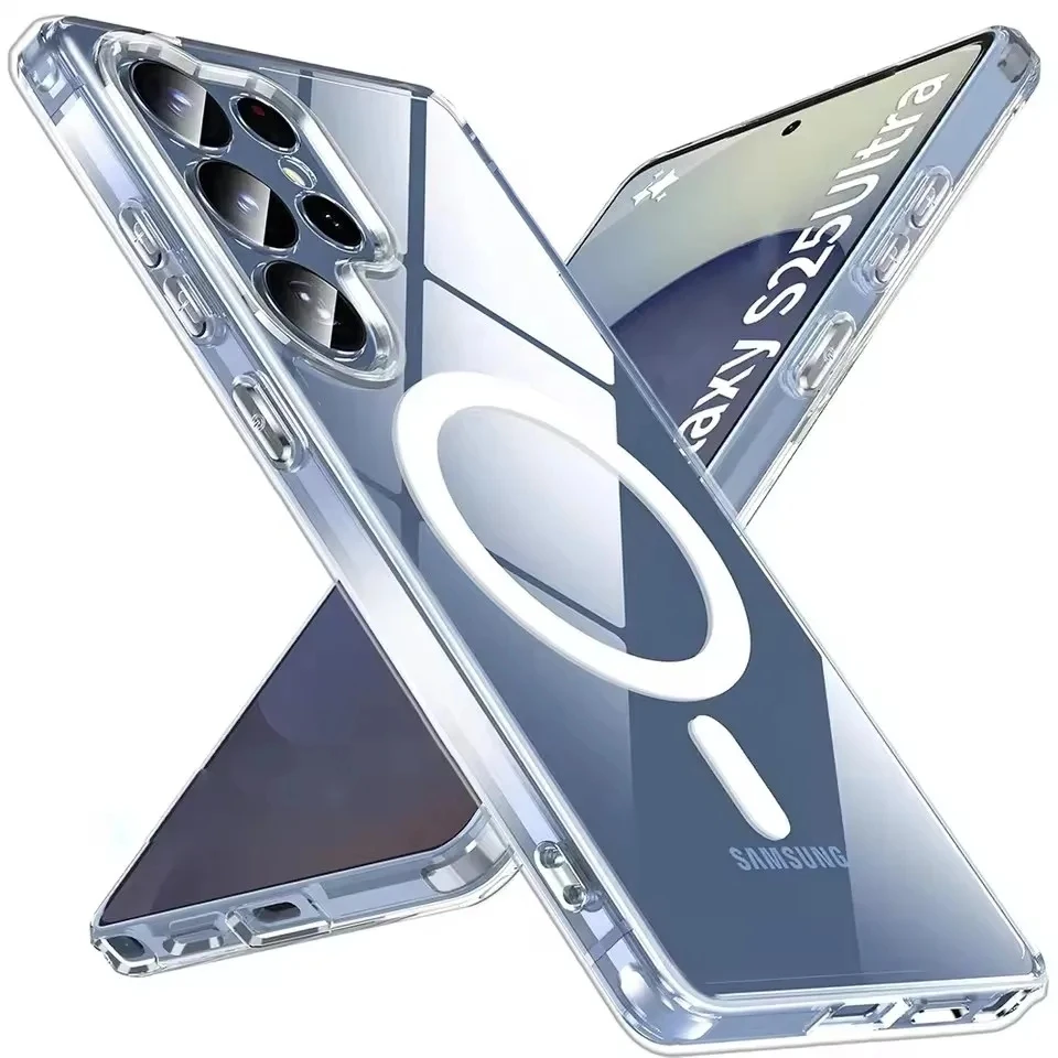 Color: Clear, Material: Cotton - For Samsung Galaxy Note 10 PLUS 20 Ultra A05 A05S A06 A15 A16 A26 A35 A36 A54 For Magsafe Magnetic Wireless Charging Phone Case