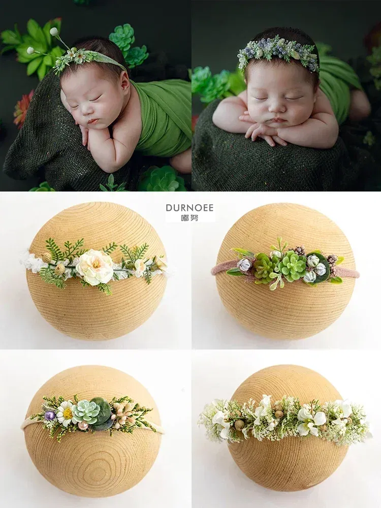 Color: Light Grey - Baby Headband Newborn Photography Flower Headbands Baby Photo Infant Headwear
