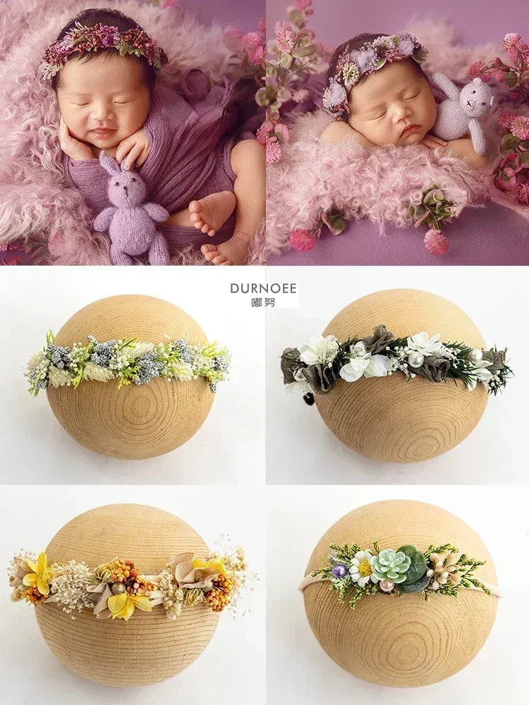 Color: Light Grey - Baby Headband Newborn Photography Flower Headbands Baby Photo Infant Headwear