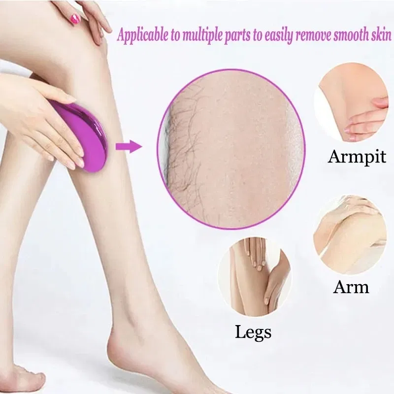 Color: Blue - Hot Crystal Physical Hair Removal Eraser Glass Hair Remover Painless Epilator Easy Cleaning Reusable Body Care Depilation Tool