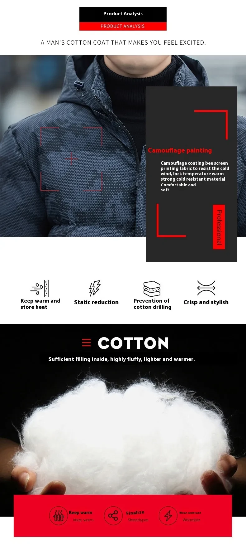 Men's Cotton-padded Jacket Winter Detachable Hat