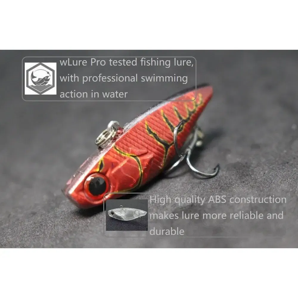 Color: Chocolate - wLure Fishing Lure Lipless VIB 4cm 4.6g Tiny Hard Lure Carp Fishing Fly Fishing Bait Tail Hook Sinking to Bottom L666