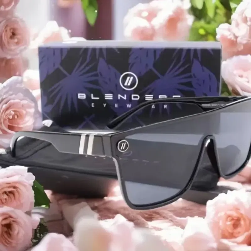 Lenses Color: black - Mixed blue mirror UV protection lens Men's sunglasses Retro fashion Square Blender Men's sunglasses 68009: With box