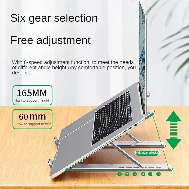 Color: WHITE - Aluminum Alloy Laptop Holder Stand Adjustable Foldable Portable for Notebook Computer Bracket Lifting Non-slip Holder