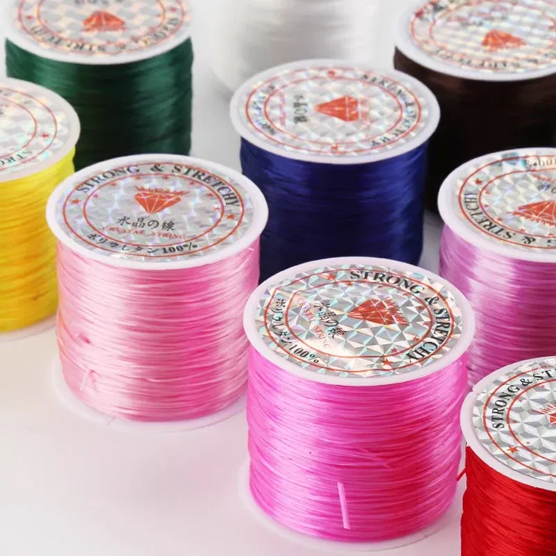Color: Gold, Size: S - DIY Fishing Lines Elastic Crystal Beading String Stretchable Thread For Bracelet Necklace Nylon Rubber Jewelry Making Supplies