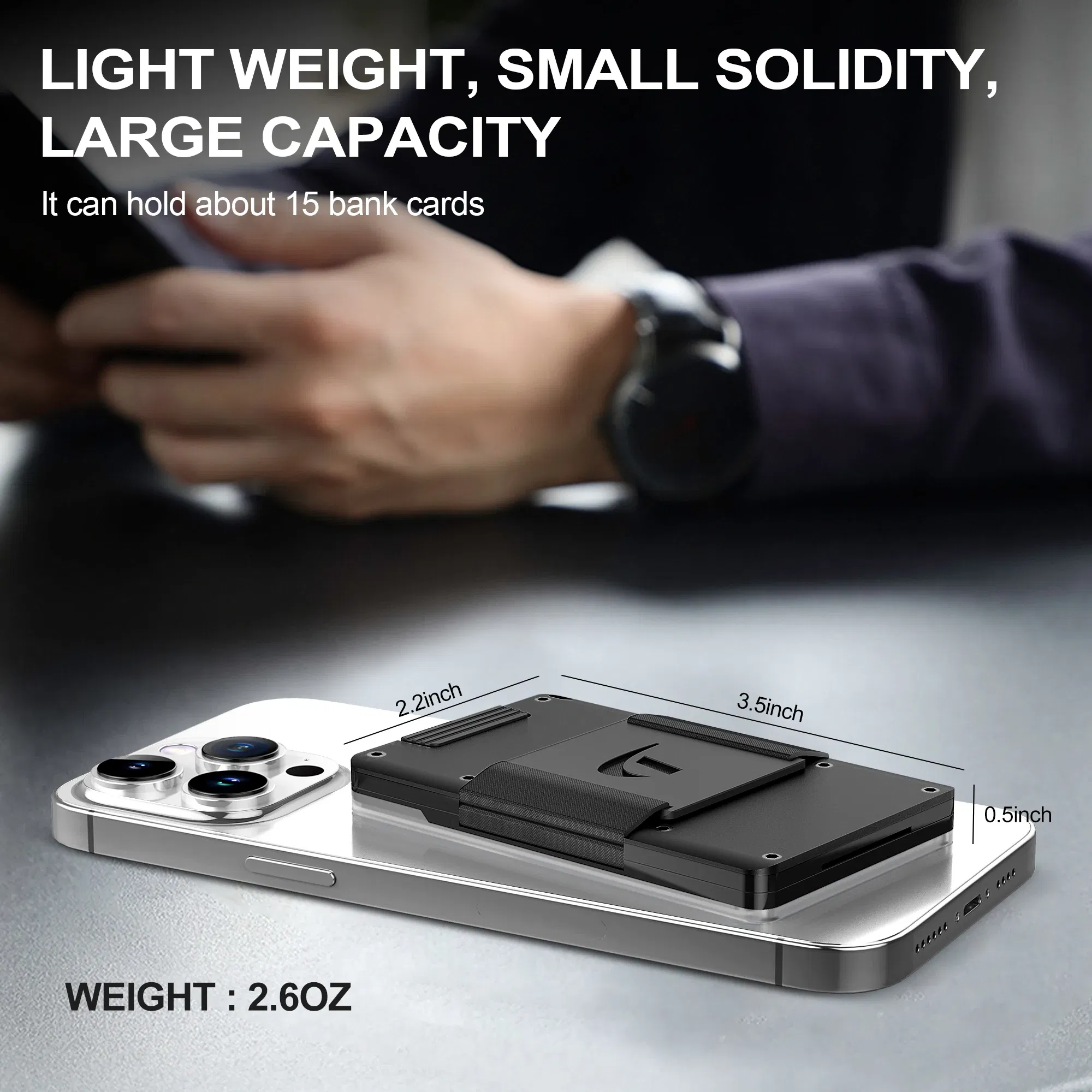 Color: black, Ships From: CHINA - Minimalist Wallet For Men - Aluminum Slim Stretchable Belt Draw-Out Metal Wallet  , Holds up 15 Cards with Cash Strap,Card holde